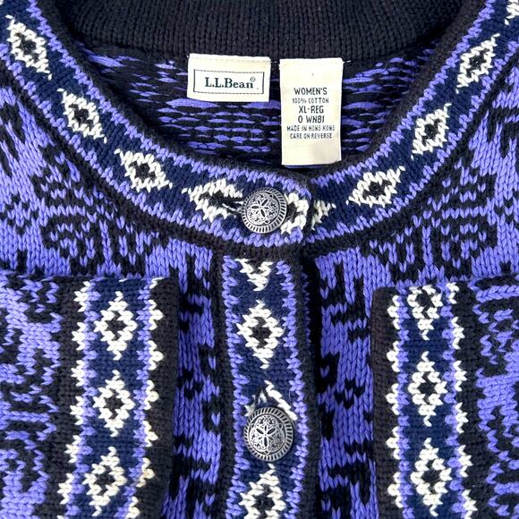 Vintage 90s L.L. Bean Norwegian Wool Nordic Fair Isle Coquette Ski Lodge XL - Picture 4 of 8